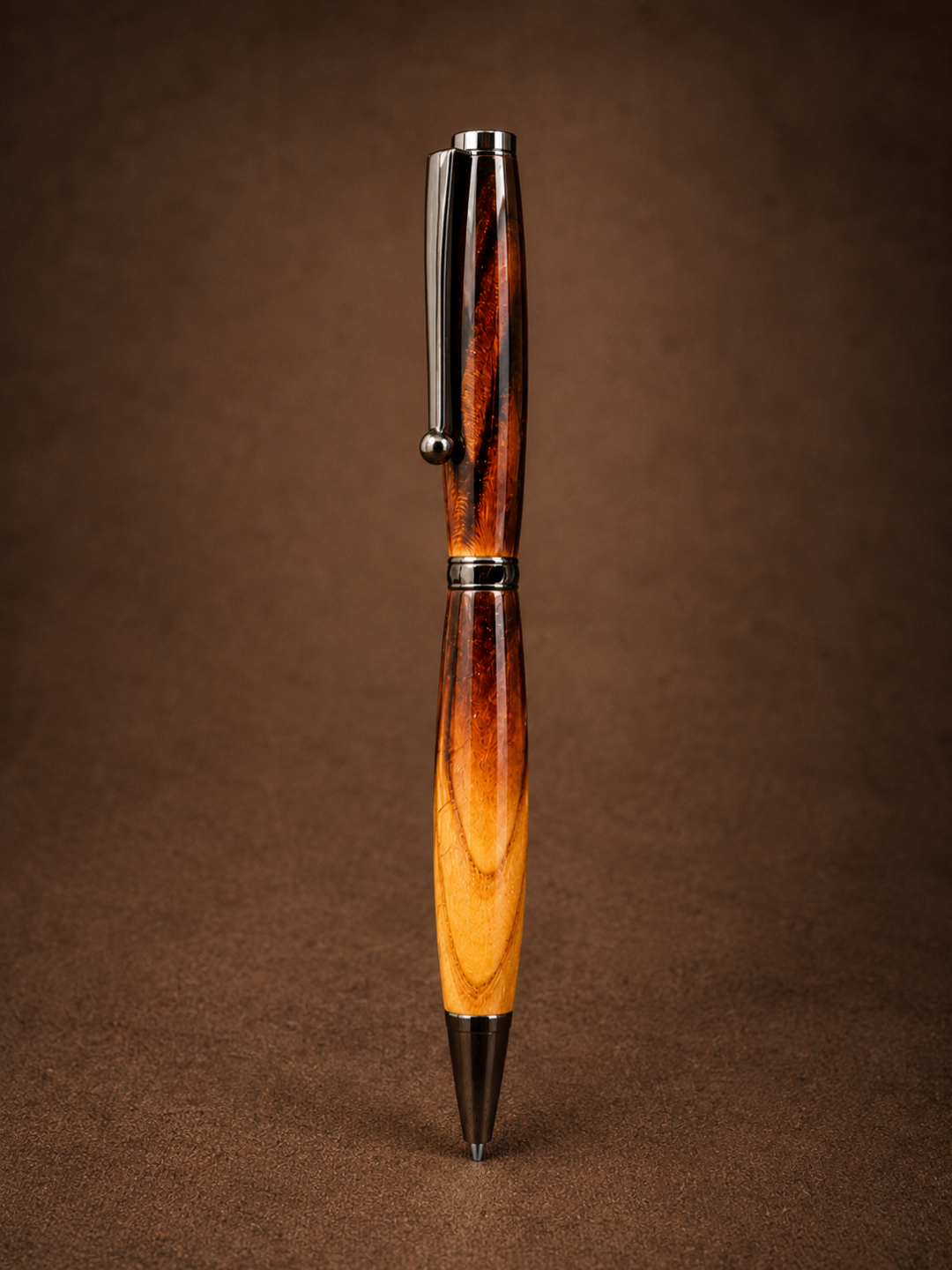Slimline Gunmetal and Charred Sapele Ballpoint