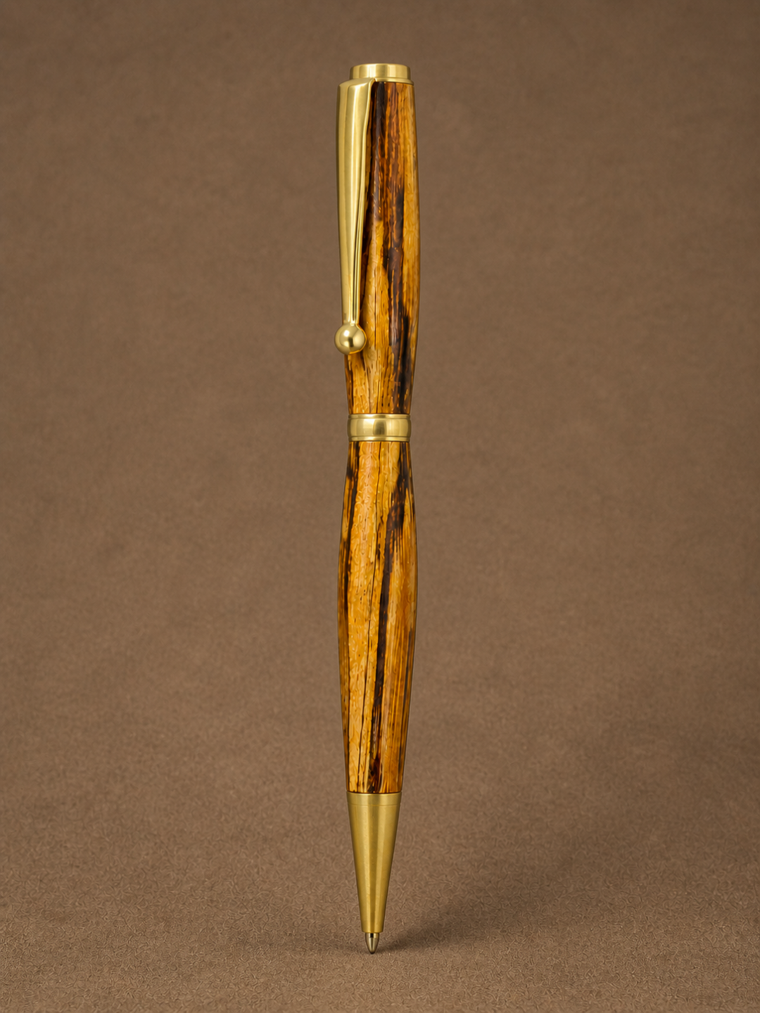 Slimline Satin Gold and Zebrawood Ballpoint